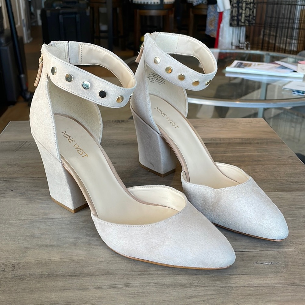 Nine West Pointed-Toe Suede Block Heels